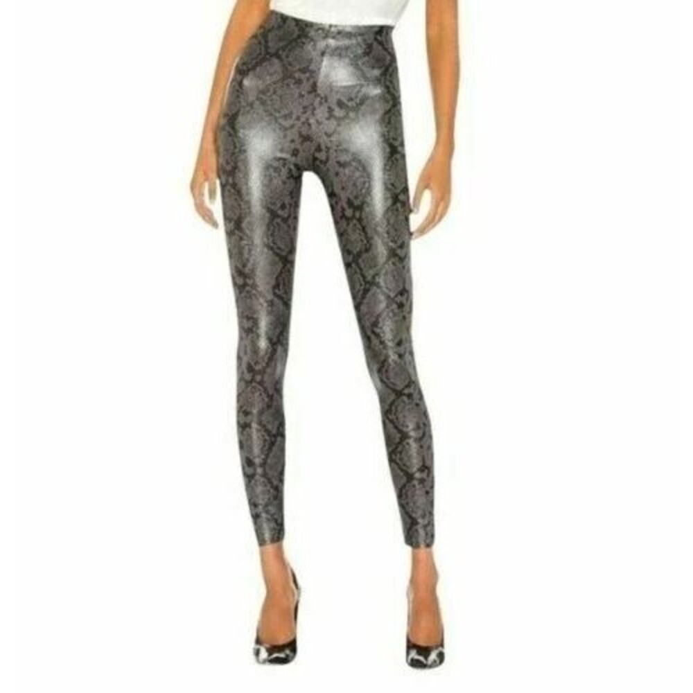 New 7 for All Mankind Womens Faux Leather Leggings Pants Snake Print Size Small